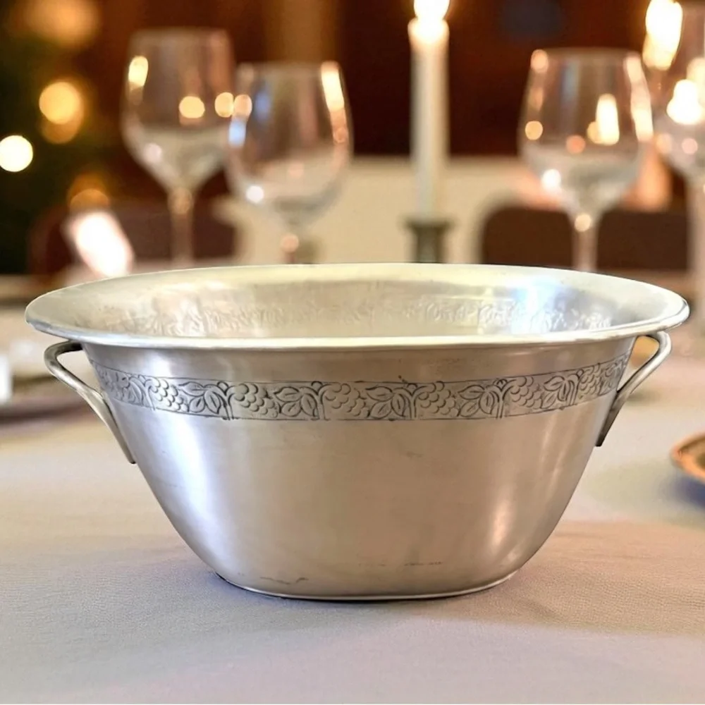 VTG Pottery Barn Silverplate Vineyard Collection Oval Party Ice Bucket ~ 17x13x8